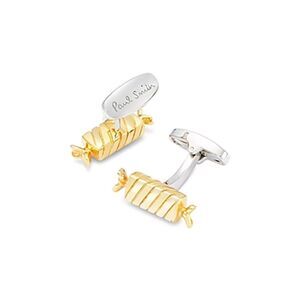 PAUL SMITH Mens Cufflinks Gold Tone SWEET Candy Chocolate Spiral Twist $175